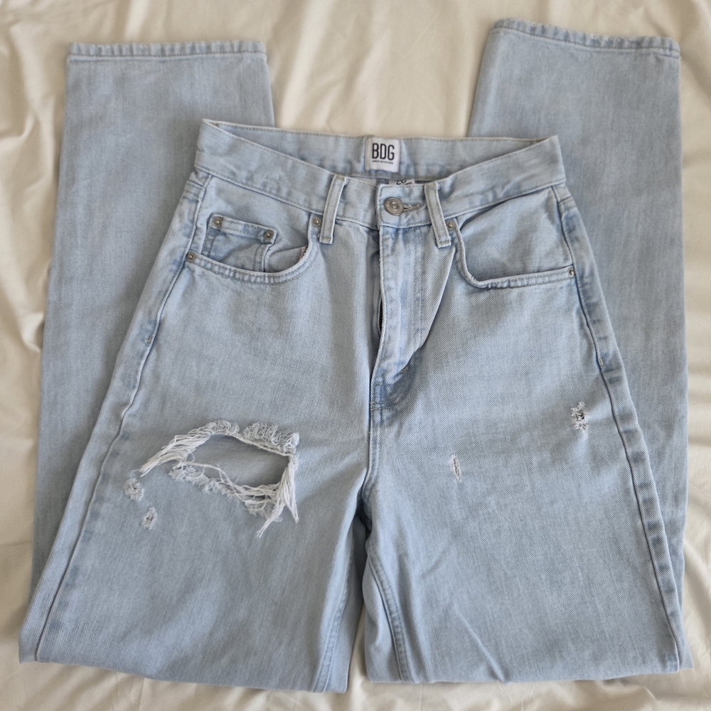 BDG Light Blue Baggy Leg Distressed Jeans